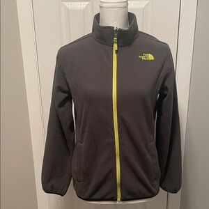 The North Face Charcoal Jacket with Lime Details for Girls Size Large (14/16).